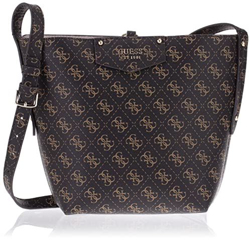 Guess Eco Brenton Secchio, Borsa Uomo, Logo Marrone, Taglia Unica