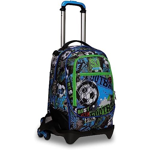 SJ Gang Zaino Scuola Con Carrello Sganciabile A 6 Ruote - Trolley Jack...