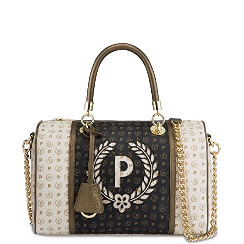 Pollini BORSA A MANO CON TRACOLLA HERITAGE PVC COLORE AVORIO NERO...