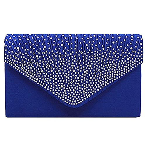 MEGAUK Pochette da donna con brillantini, in raso, con catena...