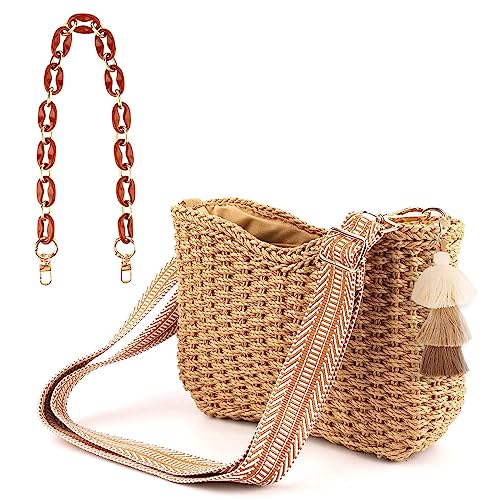 LUTER Borsa di Paglia Donna 2023, Borsa Estiva da Donna in Paglia...