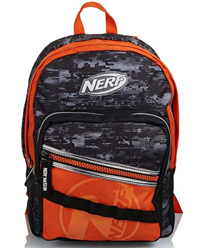 Zaino Doppio Scomparto, Nerf Nation Unica, Nero e Arancione, Scuola &...