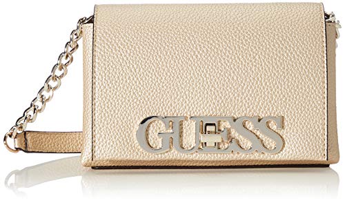 Guess Uptown Chic Mini Xbody Flap Borsa a Tracolla da Donna, Oro,...