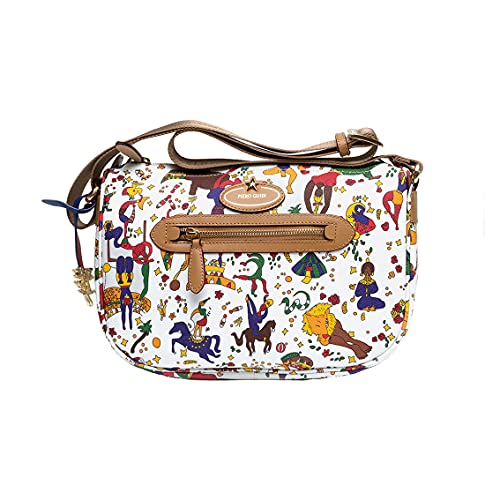 piero guidi BORSA DONNA HOBO BAG TRACOLLA MEDIUM MAGIC CIRCUS BIANCO...