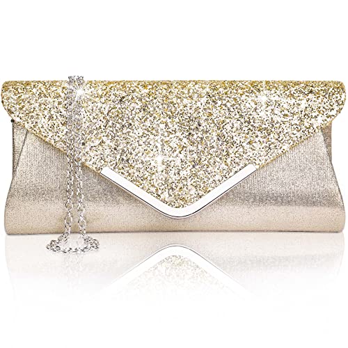 Larcenciel Pochette Donna, Borsa da Sera Glitterata con Catena...
