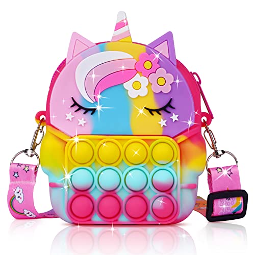 Ainiv Poppet Pop it Borsa, 2 in 1 Unicorno Fidget Bag Pop Bubble...