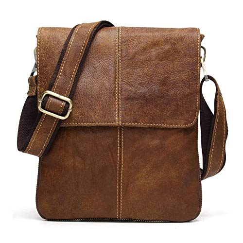 BAIGIO Borsello Uomo Vera Pelle Vintage Borsa a Tracolla Marrone Borsa...