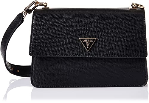 Guess Alexie Crossbody Flap, Borsa Donna, Black, Taglia Unica