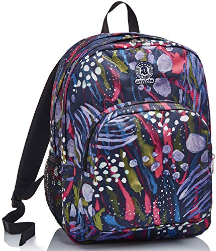 Zaino Strong Invicta , Abstract Jungle, Blu, Doppio Scomparto, Scuola...