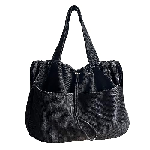 LQSCJS Borsa tote da donna, in velluto a coste, grande capacità,...