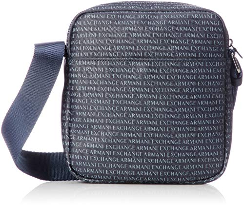 ARMANI EXCHANGE Borsello uomo pelle logata blu scuro navy. Tasche...