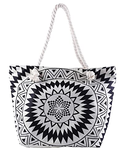crazy bean Borsa da Spiaggia con Cerniera Grande Borsa da Mare in Tela...