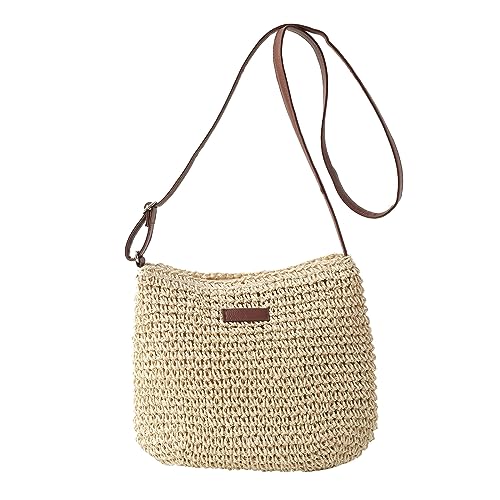 Borsa da Spiaggia di Paglia Intrecciata, Borsa a Tracolla in Paglia,...