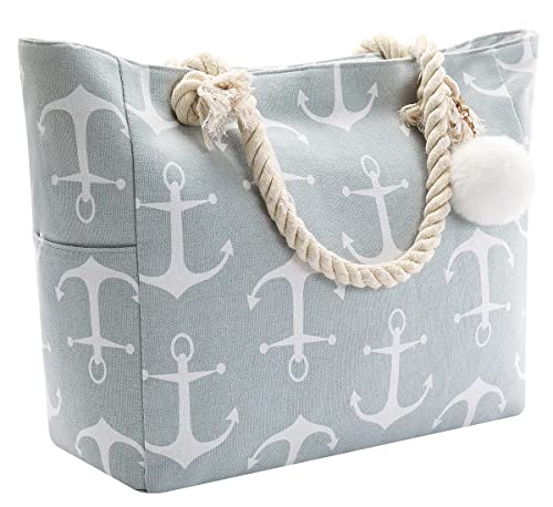 crazy bean Borsa da Spiaggia in Tela Grande Donna con Chiusura Zip...
