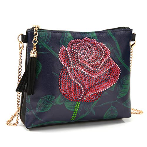VETPW 5D DIY Fiori di Rosa Pittura Diamante Borsa a tracolla Donna con...