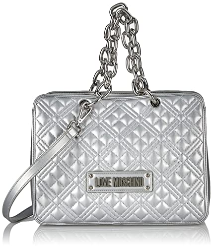 Love Moschino Borsa Chunky Chain Quilting Argento, BORSA A SPALLA...