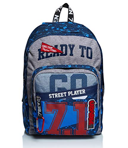 Seven Zaino Outsize Scuola - Street Player, Grigio e Blu, Doppio...