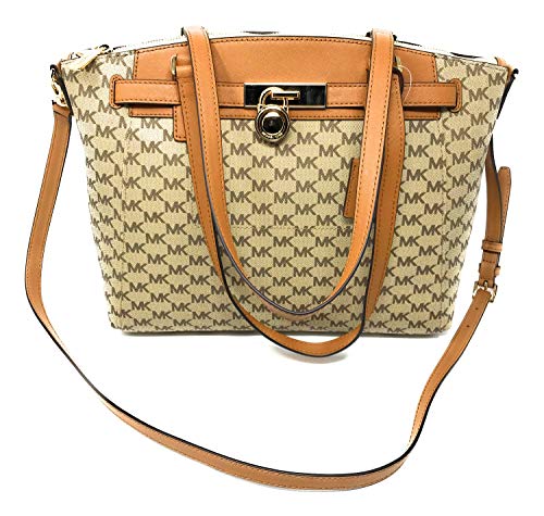 Michael Kors Hamilton Traveler Large Zip Leather Satchel Nat/Acorn