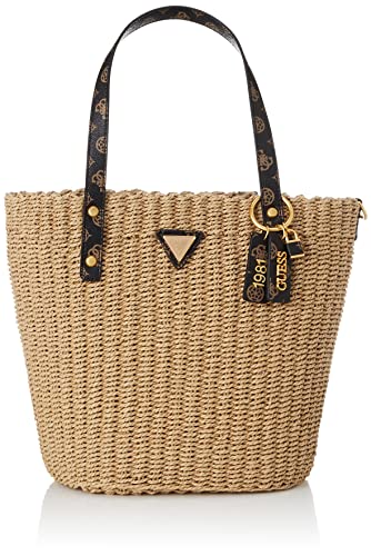 Guess Borsa lilica shopper in paglia logo peony WL842623 brown logo