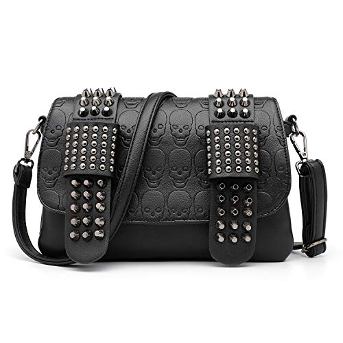 LUI SUI Borsa a tracolla in pelle con borchie borchiata con rivetti...