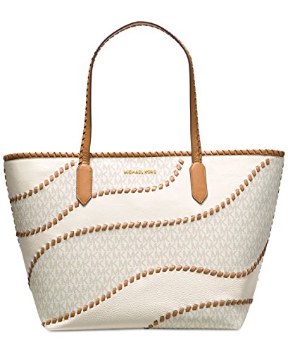 Michael Kors Nouveau Hayley - Borsa grande con zip e zip, bianco/oro,...