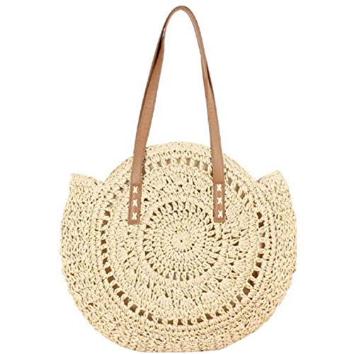 Linsition Borsa da spiaggia da donna in paglia intrecciata, borsa da...