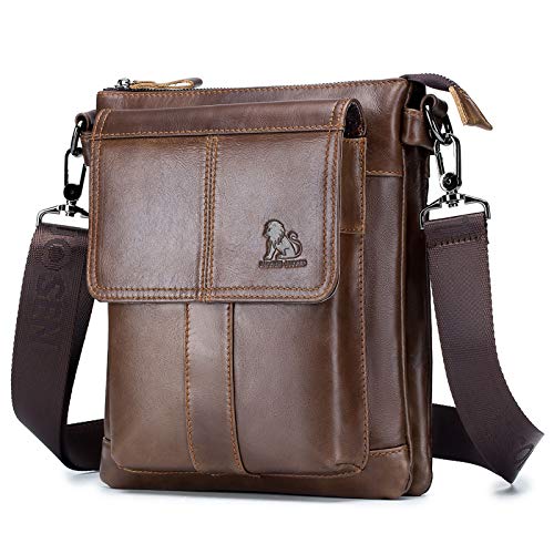 BAIGIO Borsello Uomo Vera Pelle Vintage Borsa a Tracolla Marrone Borsa...