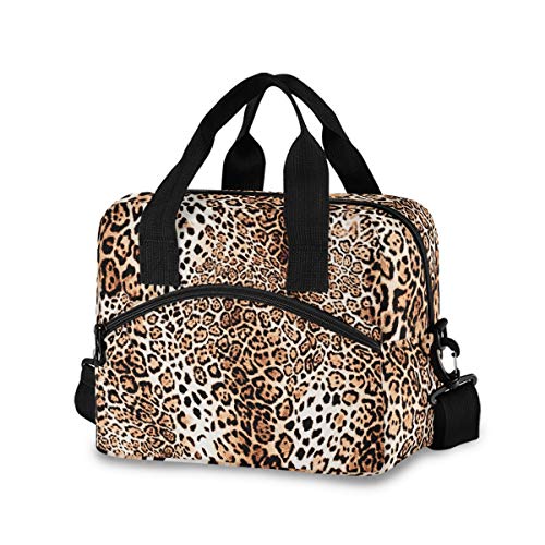 QMIN Borsa a tracolla per il pranzo con stampa leopardata, borsa...