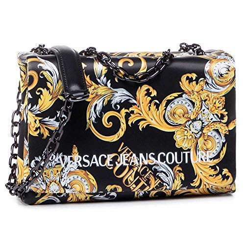 Versace JEANS COUTURE BORSA NERA CON STAMPA ORO E1VZABT2-LINEA T DIS 2...