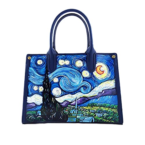Borsa in pelle dipinta a mano – LA NOTTE STELLATA DI VAN GOGH -...