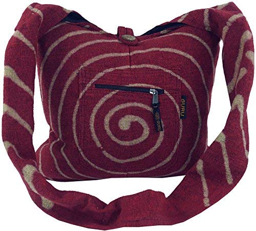 GURU SHOP Sadhu Bag mit Batik - Spirale; Große Boho Schultertasche,...