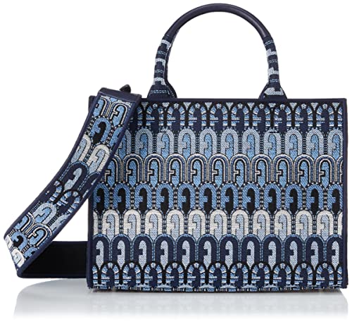 FURLA Borsa Shopping Opportunity S in tessuto logato blu