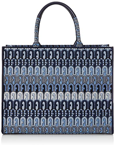 FURLA Borsa Shopping Opportunity L in tessuto logato blu
