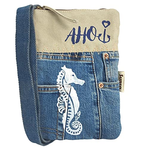 Sunsa Borsa a tracolla da donna, borsa sostenibile, in tela e jeans...
