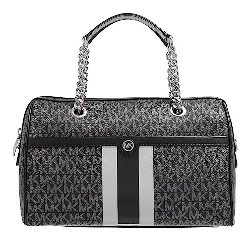 Michael Kors MD Duffle Satchel, Borsa Donna, Blk/Silver, 29.2 x 12.7 x...