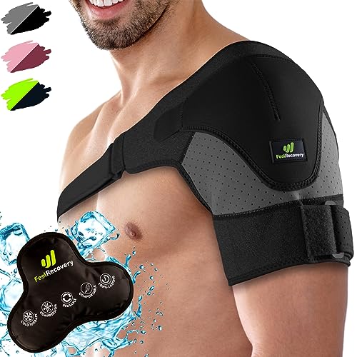 Tutore Spalla con Borsa Ghiaccio Gel Caldo/Freddo - Supporto Cuffia...