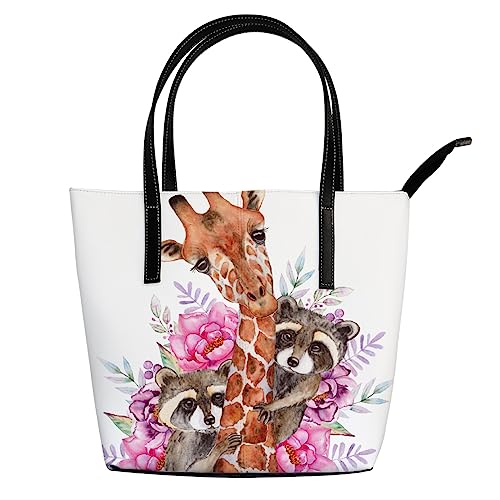 Grandi Borse Tote per le signore Acquerello Animali Fiori Borse A...
