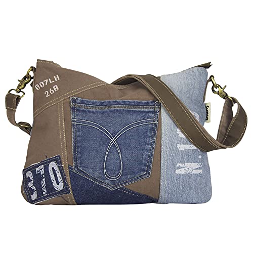 Sunsa - a tracolla da donna in tela con jeans, design vintage, per...