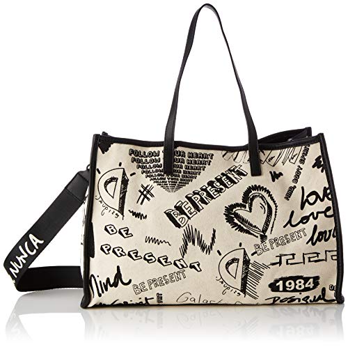 Desigual Fabric Shopping Bag, Borsa shoppering Donna, Bianco, U