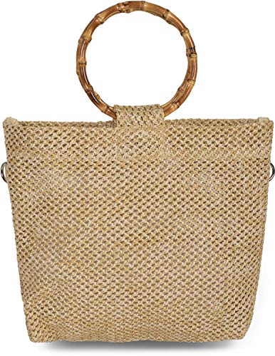 styleBREAKER Borsa con manici in bambù in look semi trasparente...