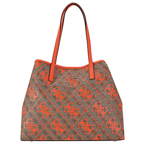 Guess Vikky Large Tote, Borsa Donna, Latte Logo/Orange, Unica