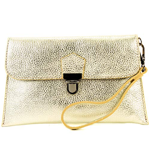 modamoda de - T190 - Pochette in pelle con tracolla in pelle italiana,...
