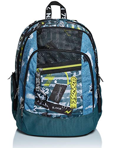 Seven Zaino Scuola Advanced, Blu, Urban Rock, Zaino Doppio Scomparto...