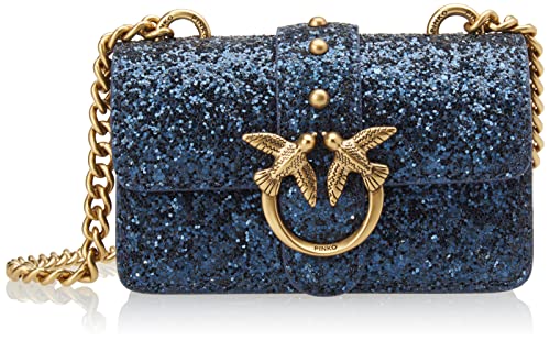 Pinko Love Micro C Grainy Glitter, Borsa Donna, F99Q_Bluette...