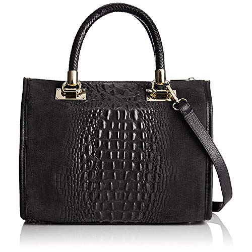 Chicca Borse Borsa a mano bauletto da donna con tracolla in pelle...