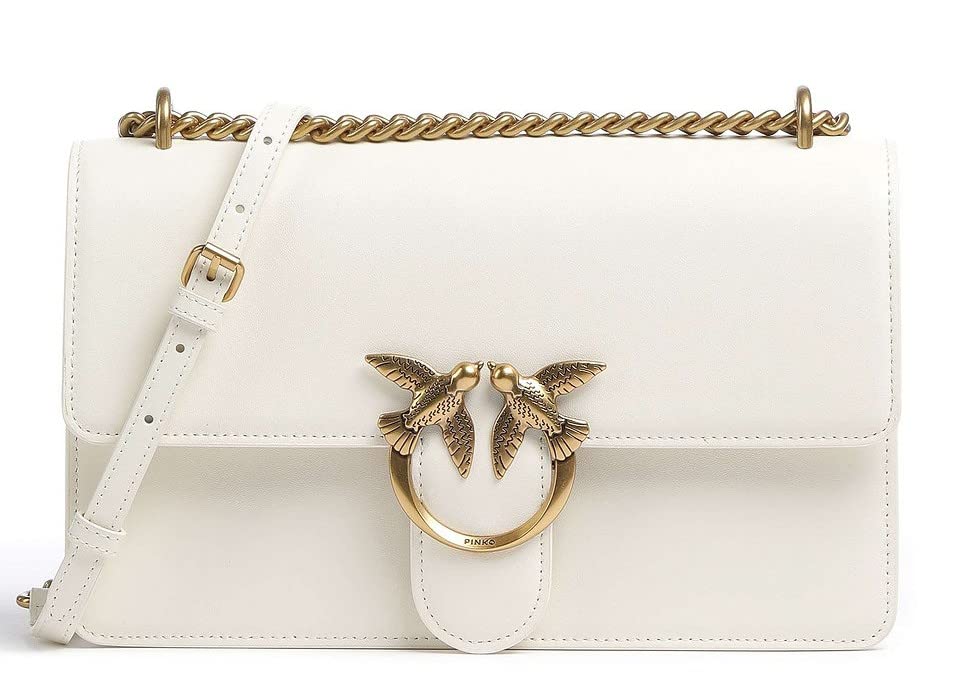 Pinko Love One Classic DC Vitello SE, Borsa Donna, Z14Q_Bianco...