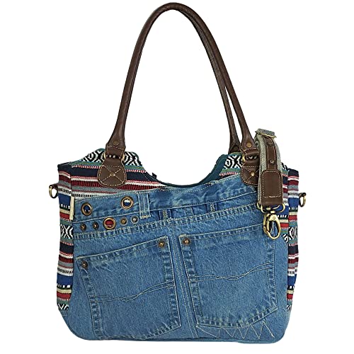Sunsa Borsa da donna Borsa a mano sostenibile in jeans riciclati,...