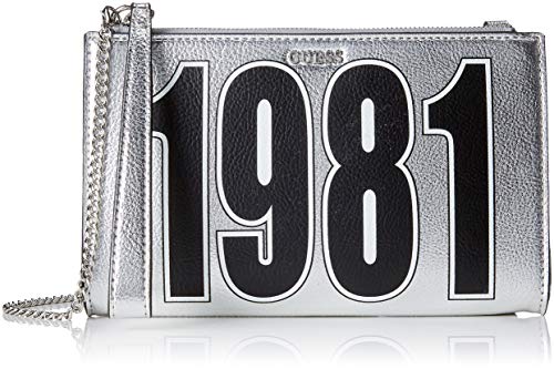 Guess Felix, Borsa a Tracolla Donna, Argento (Silver/SIL), 23.5x14x3...