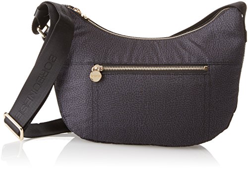 Borbonese Luna con Tasca, Borsa a Tracolla Donna, Nero, 28x24x11 cm (W...