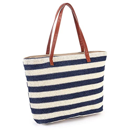 JFAN Borsa da Spiaggia in Paglia Borsa Mare Donna Grande Con Chiusura...